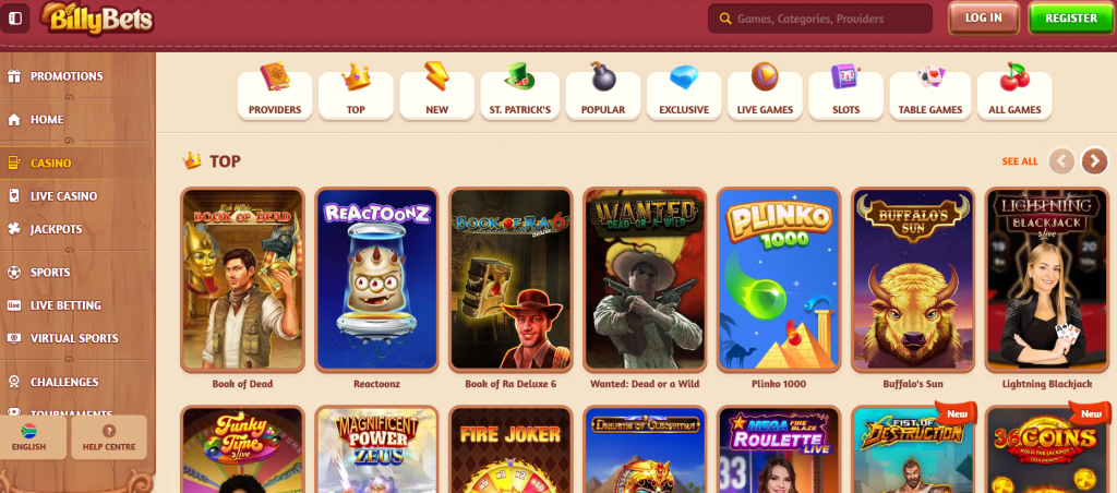Entdecken Sie das BillyBets Online Casino Spiele, Angebote und mehr